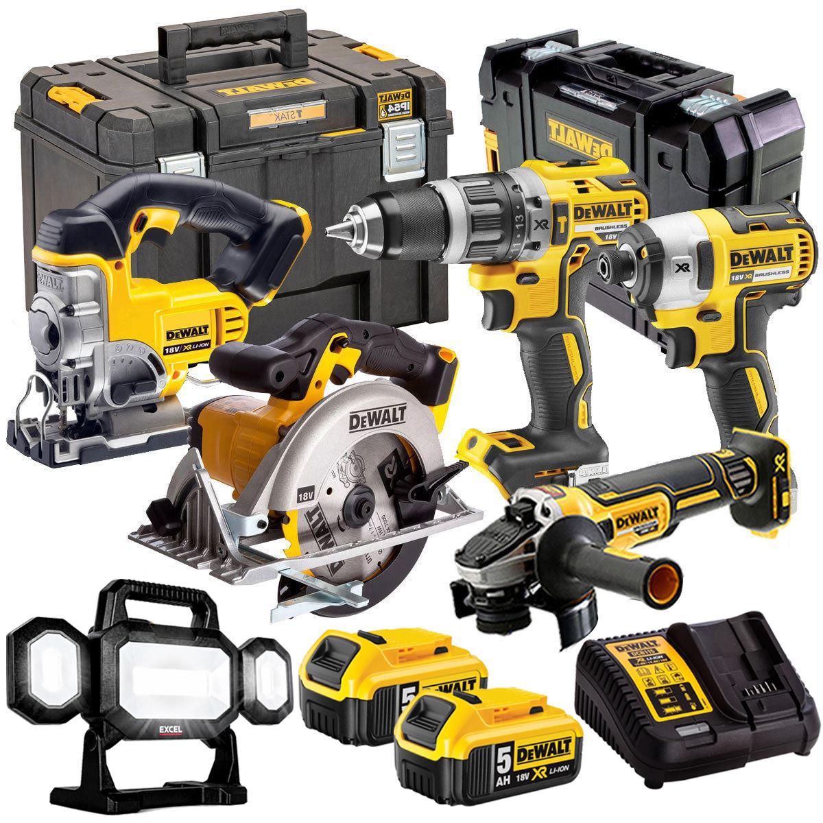 Dewalt 18V 6 Piece Cordless Power Tool Kit with 2 x 5.0Ah Batteries T4TKIT-833