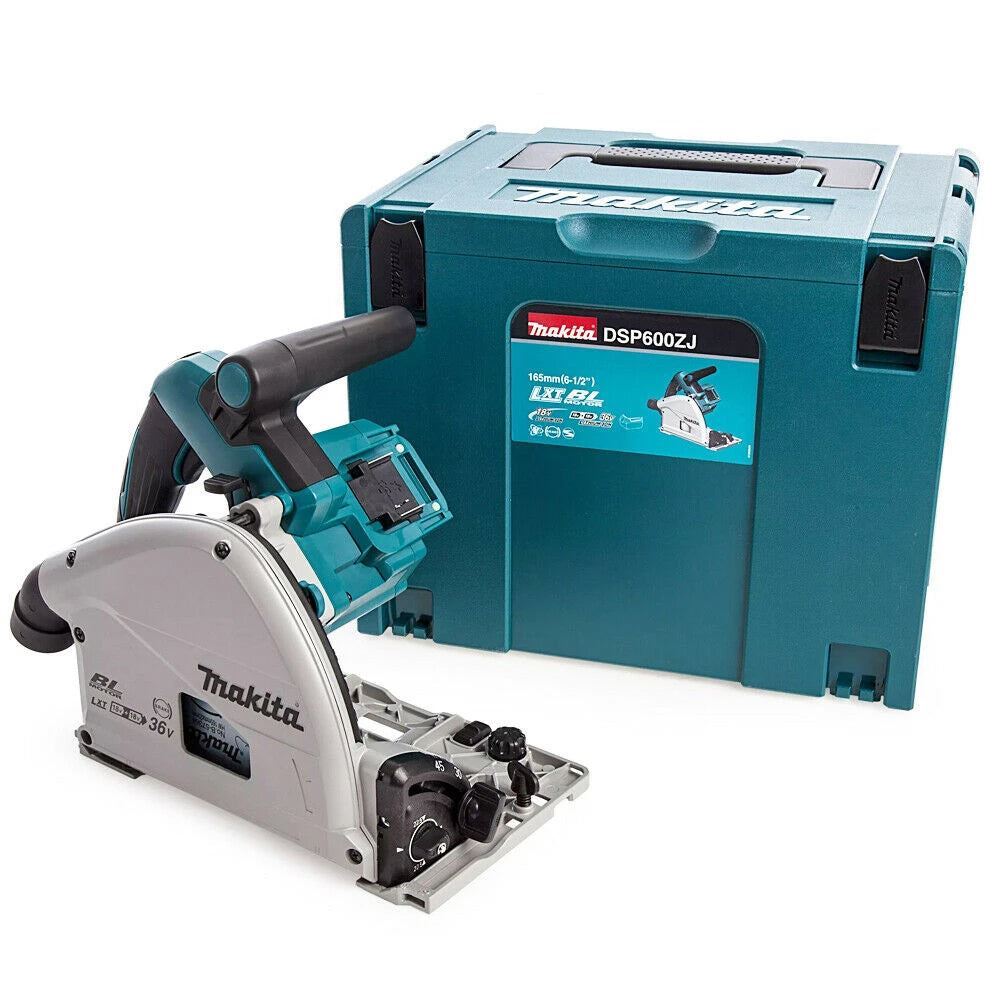 Makita DSP600ZJ 36V Brushless Plunge Saw Body Only with 2 x Guide Rail, Clamp, Bag & Case